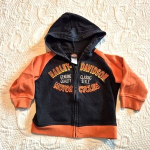 Harley Davidson boys size 2T embroidered front full zip hoodie VGUC